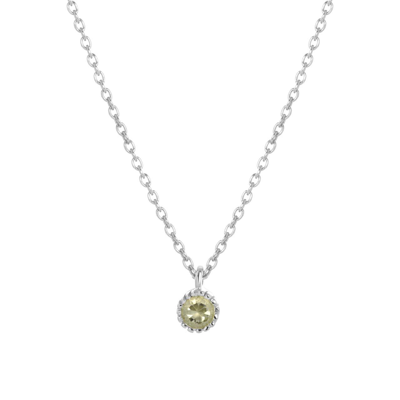 Zilveren ketting&hanger geboortesteen