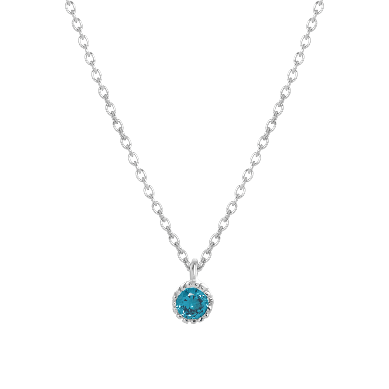 Zilveren ketting&hanger geboortesteen