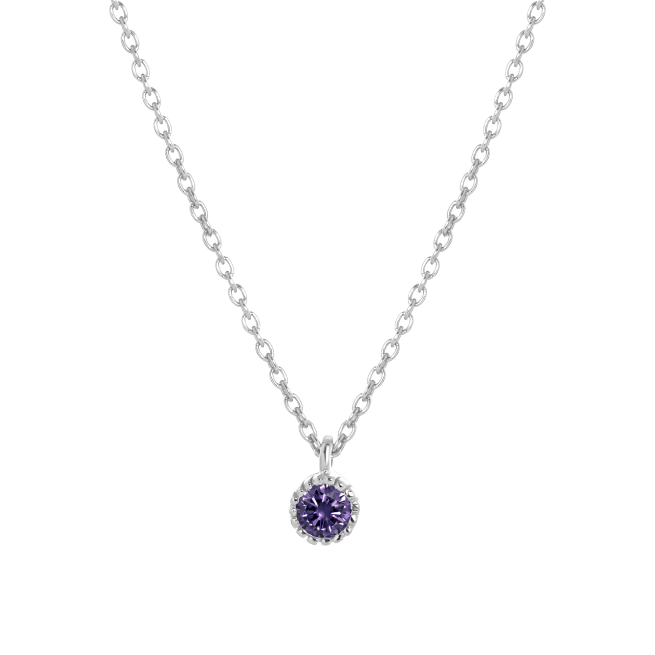 Zilveren ketting&hanger geboortesteen