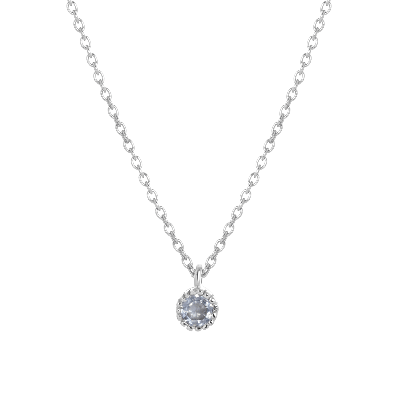Zilveren ketting&hanger geboortesteen