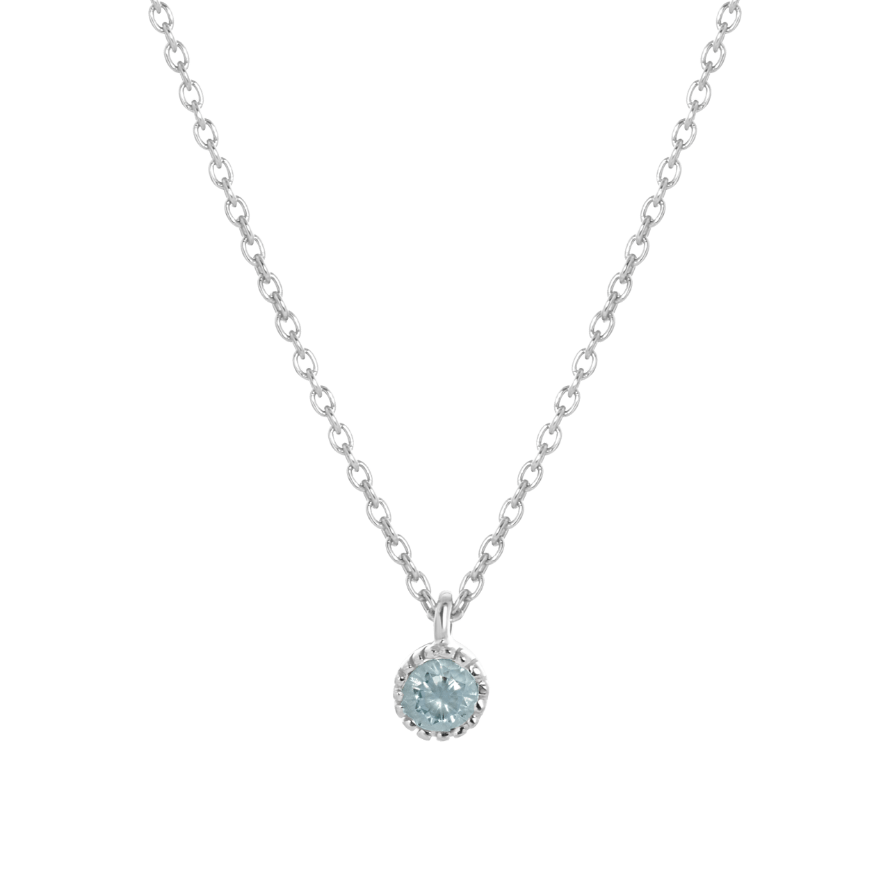 Zilveren ketting&hanger geboortesteen