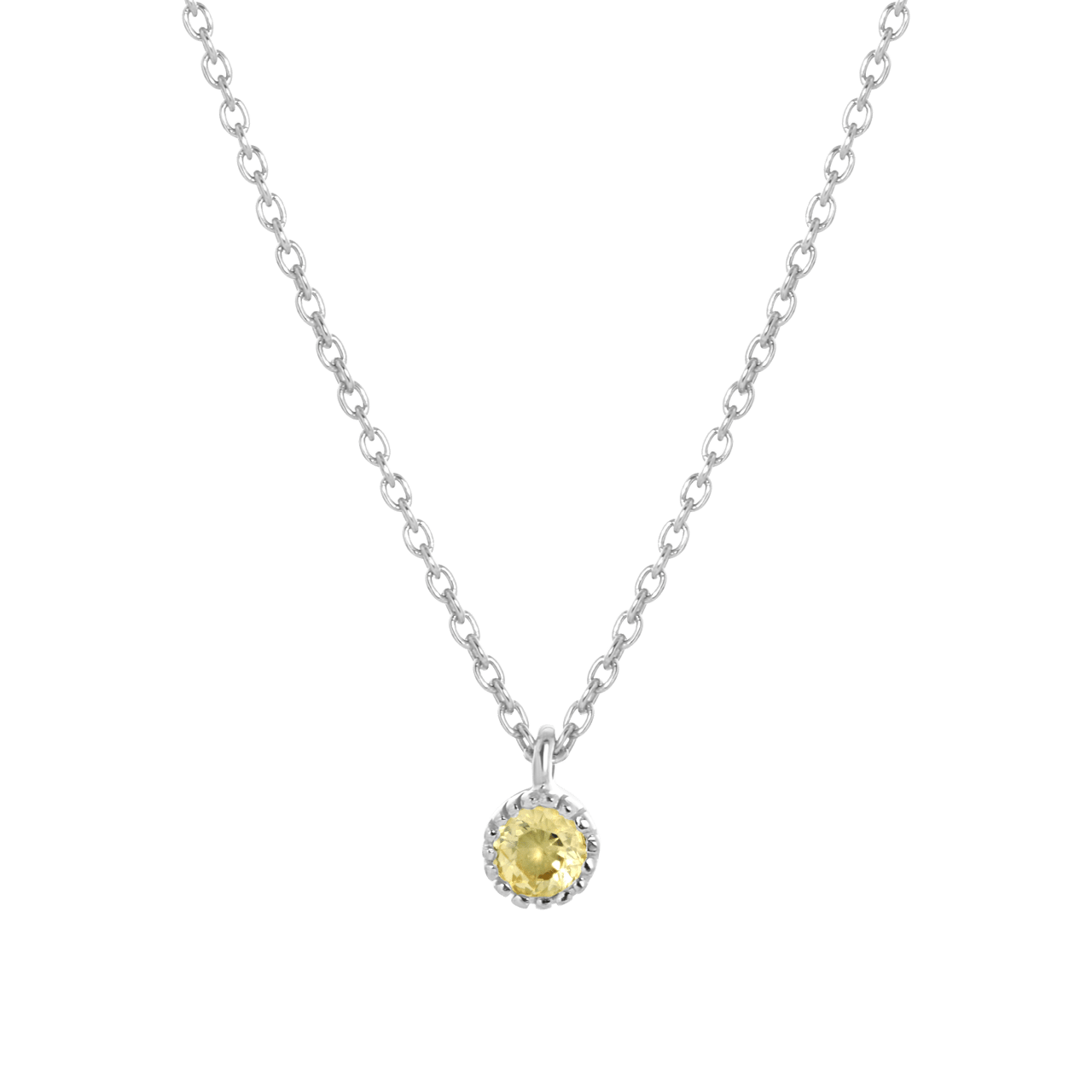 Zilveren ketting&hanger geboortesteen