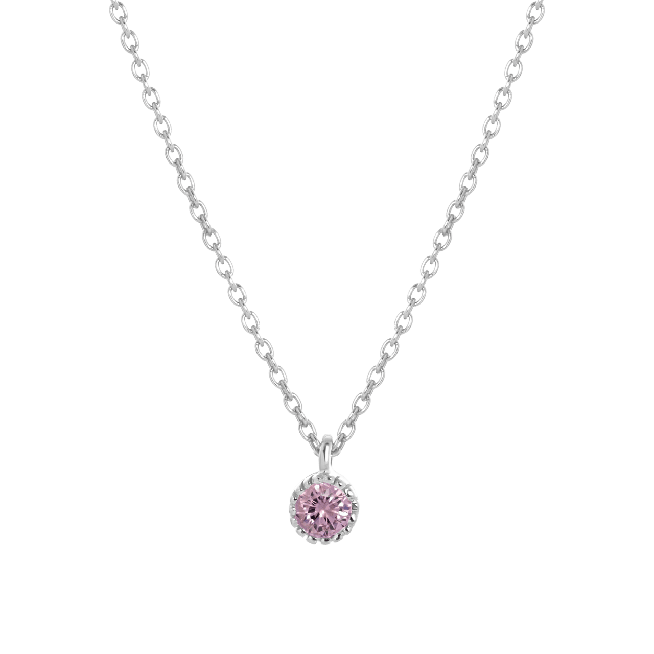 Zilveren ketting&hanger geboortesteen