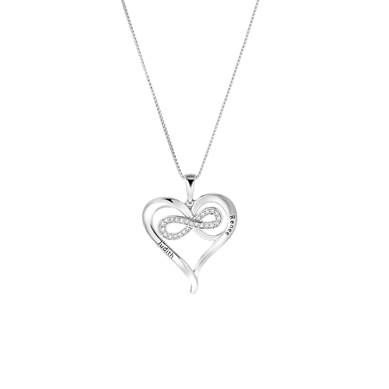 Kette, 925 Silber, Herz, Gravur, Zirkonia