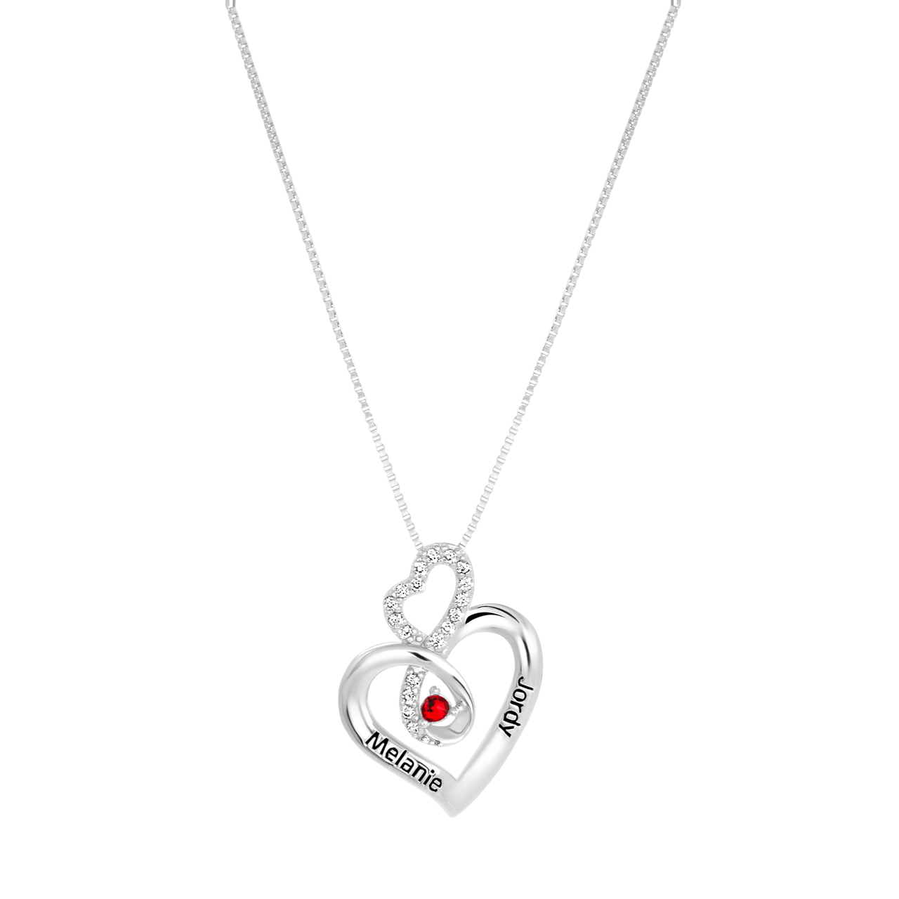 Kette, 925 Silber, Herz, Gravur, Geburtsstein