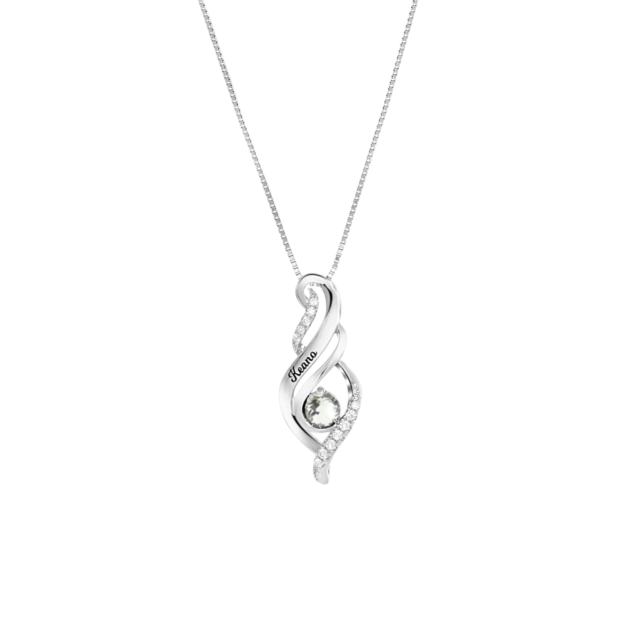 Kette, 925 Silber, Gravur, Geburtsstein