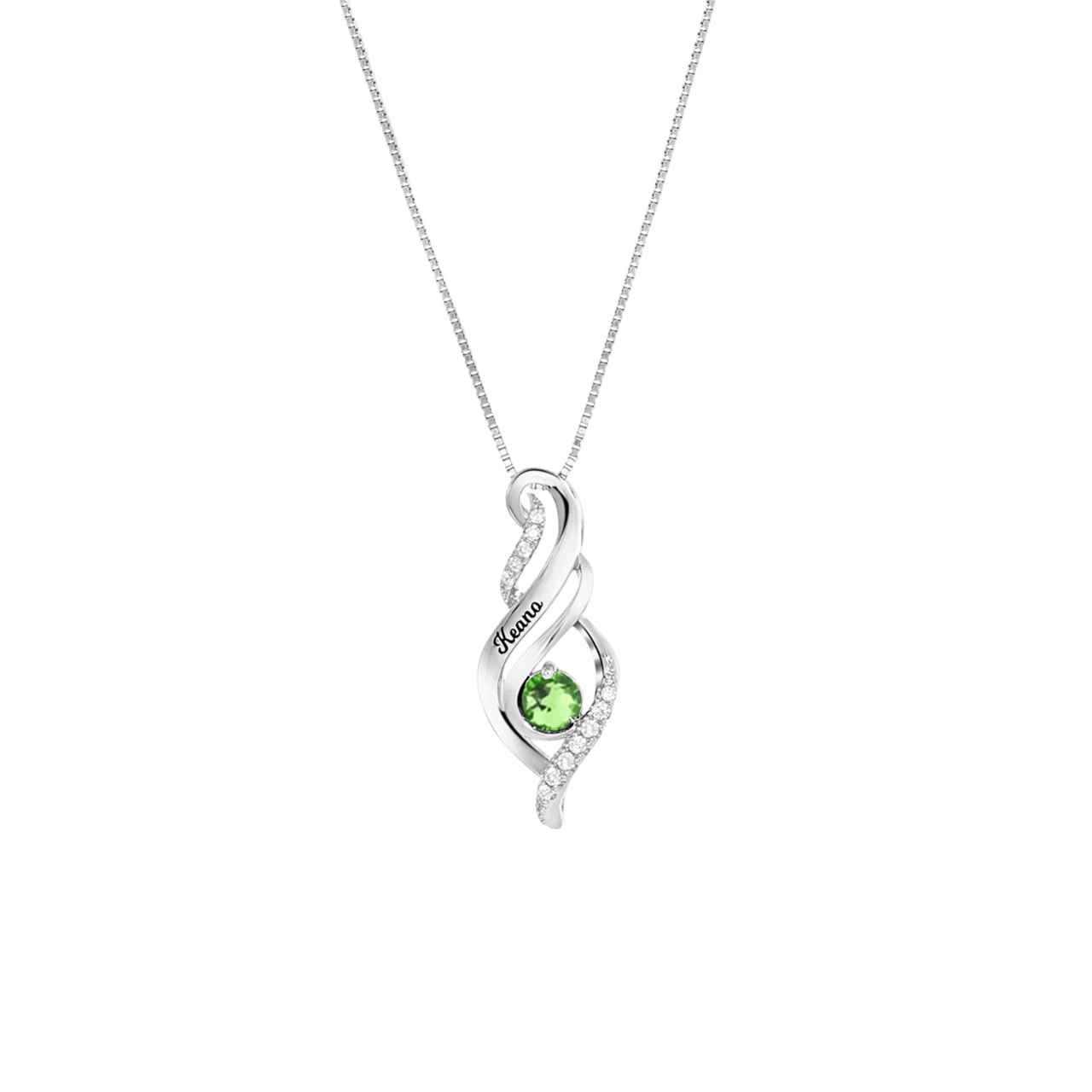 Kette, 925 Silber, Gravur, Geburtsstein