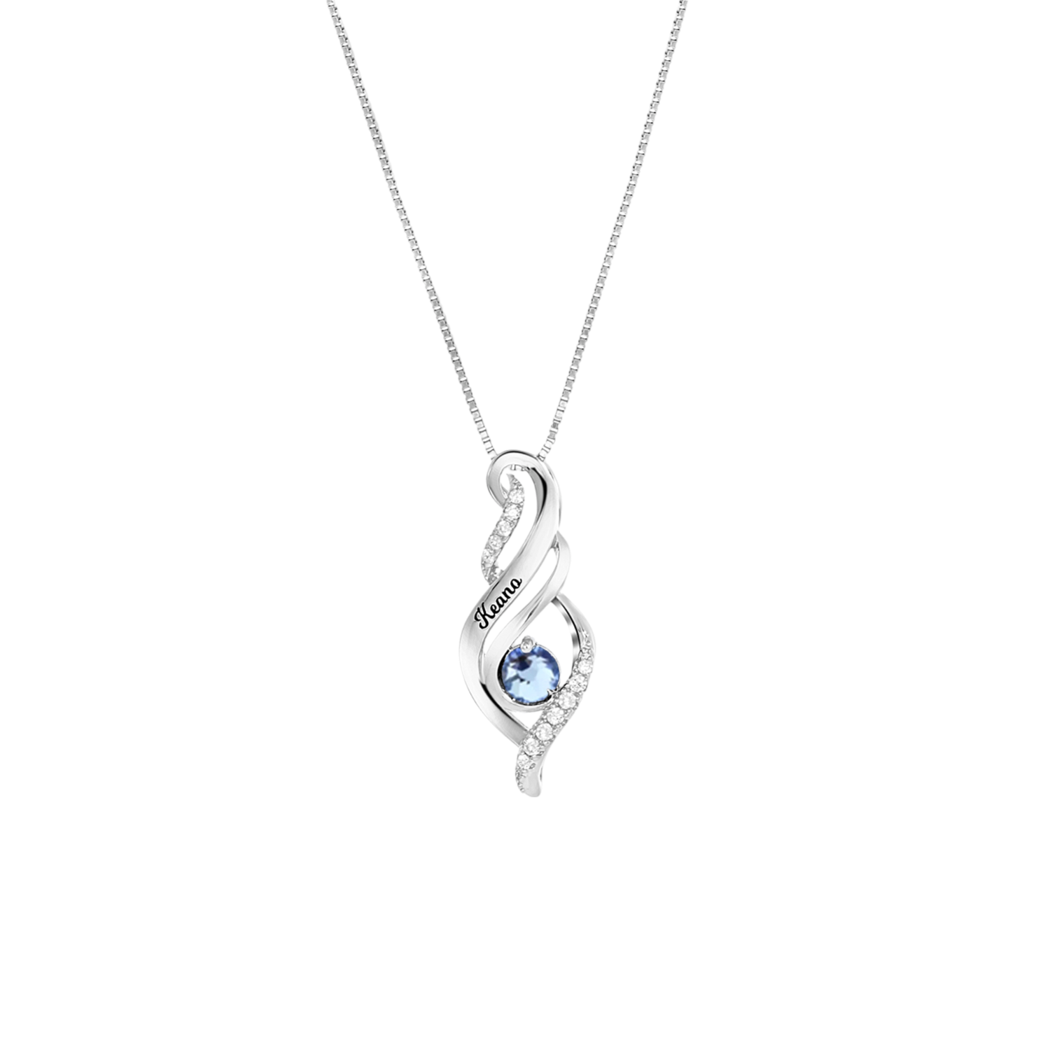 Kette, 925 Silber, Gravur, Geburtsstein