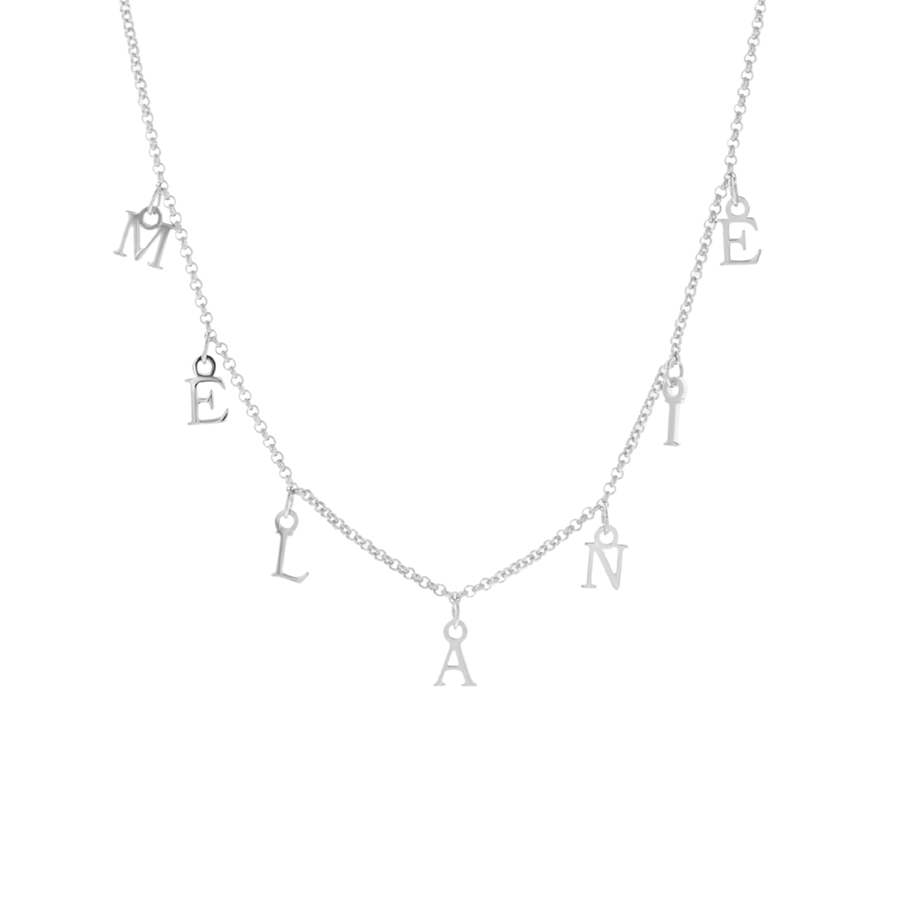 Choker-Namenskette, 925 Silber, Buchstabenanhänger