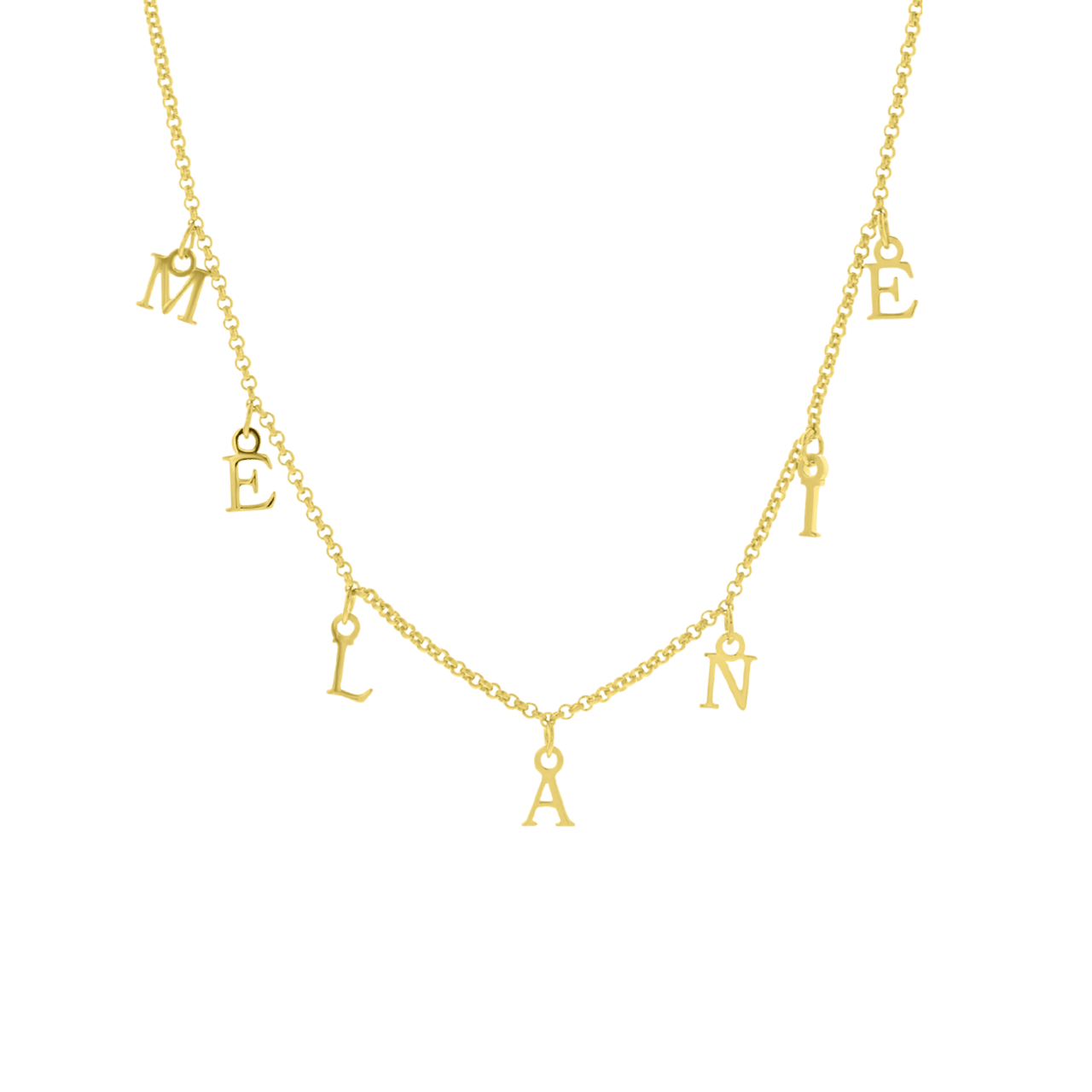Zilveren naamchoker goldplated bedel letters voor dames