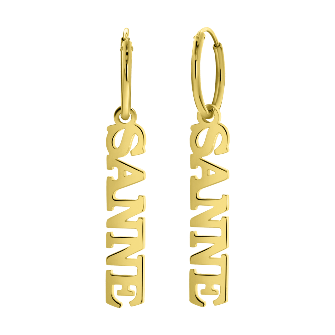 Zilveren naamoorbellen goldplated voor dames