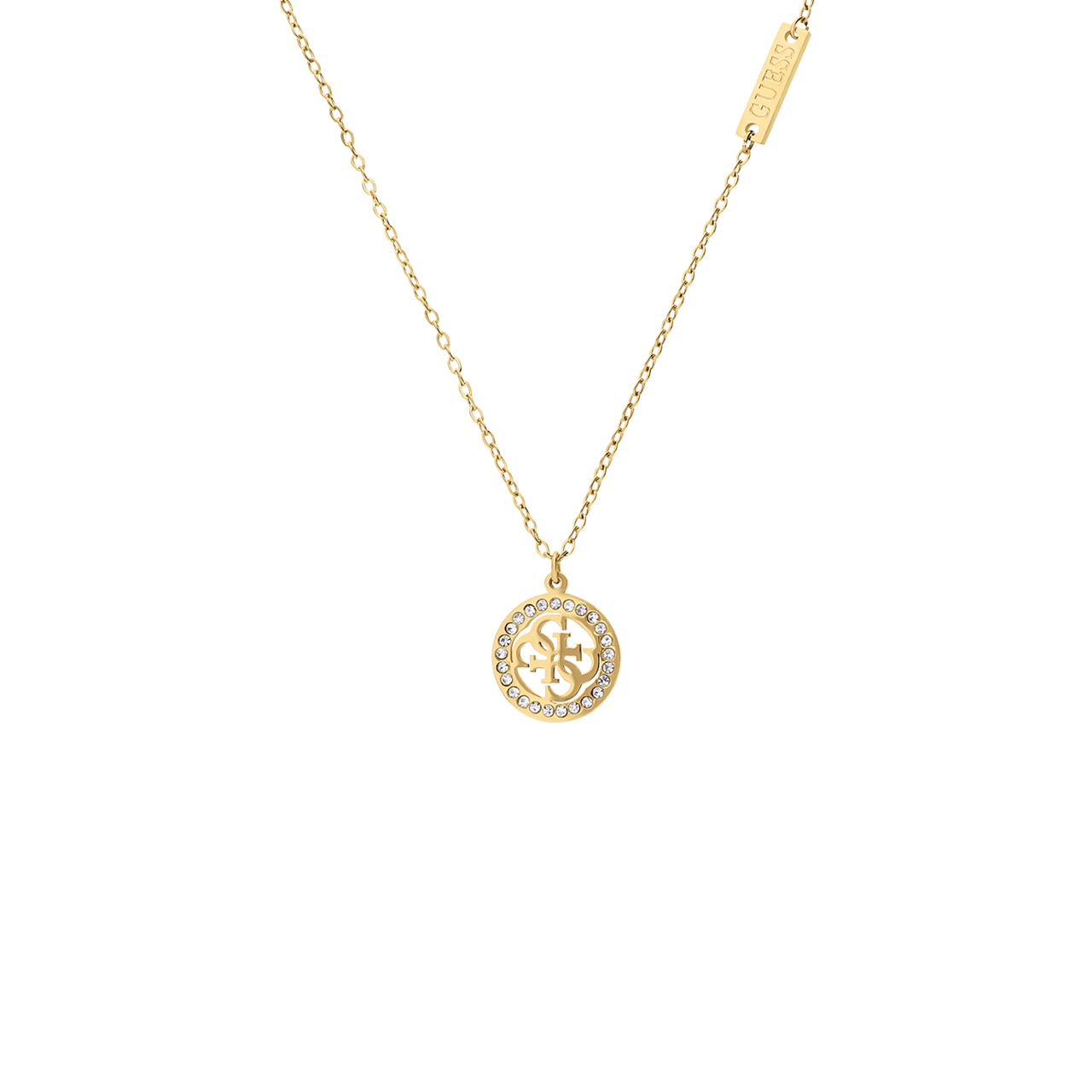 Guess stalen goldplated ketting met hanger met kristal voor dames