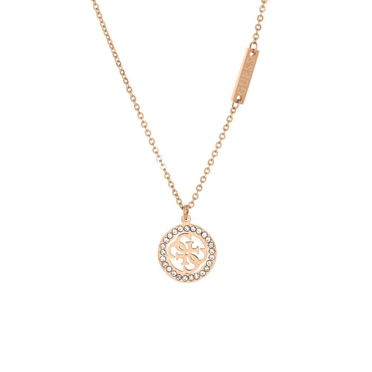 Guess stalen roséplated ketting met hanger met kristal voor dames