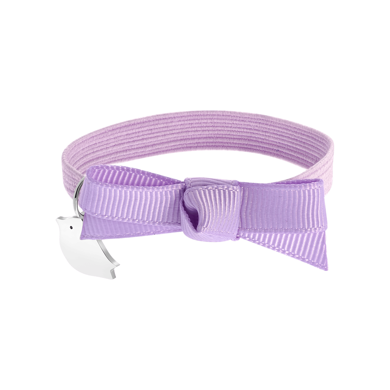 Elastisches Kinderarmband in Lila mit Vogel-Anhänger