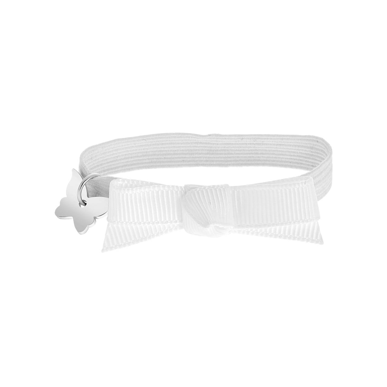 Elastisches Kinderarmband in Weiß mit Schmetterling-Anhänger