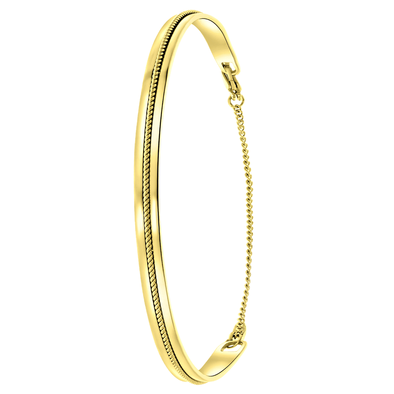 Stainless steel goldplated bangle met plating voor dames