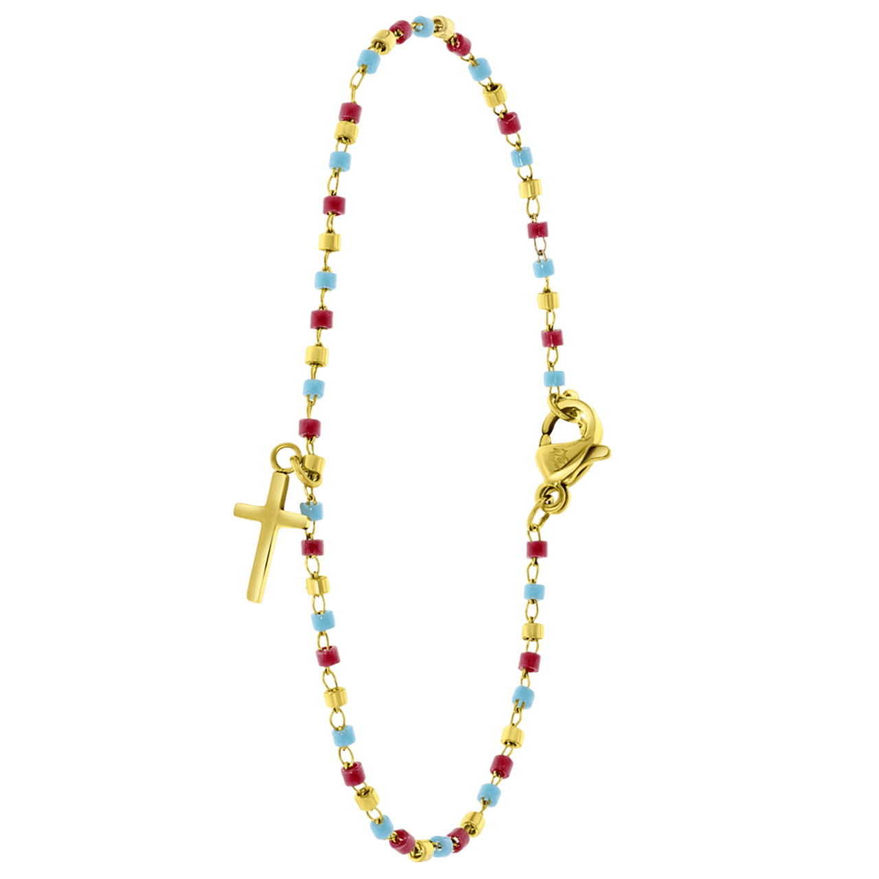 Stainless steel goldplated fantasiearmband met hanger kruis voor dames