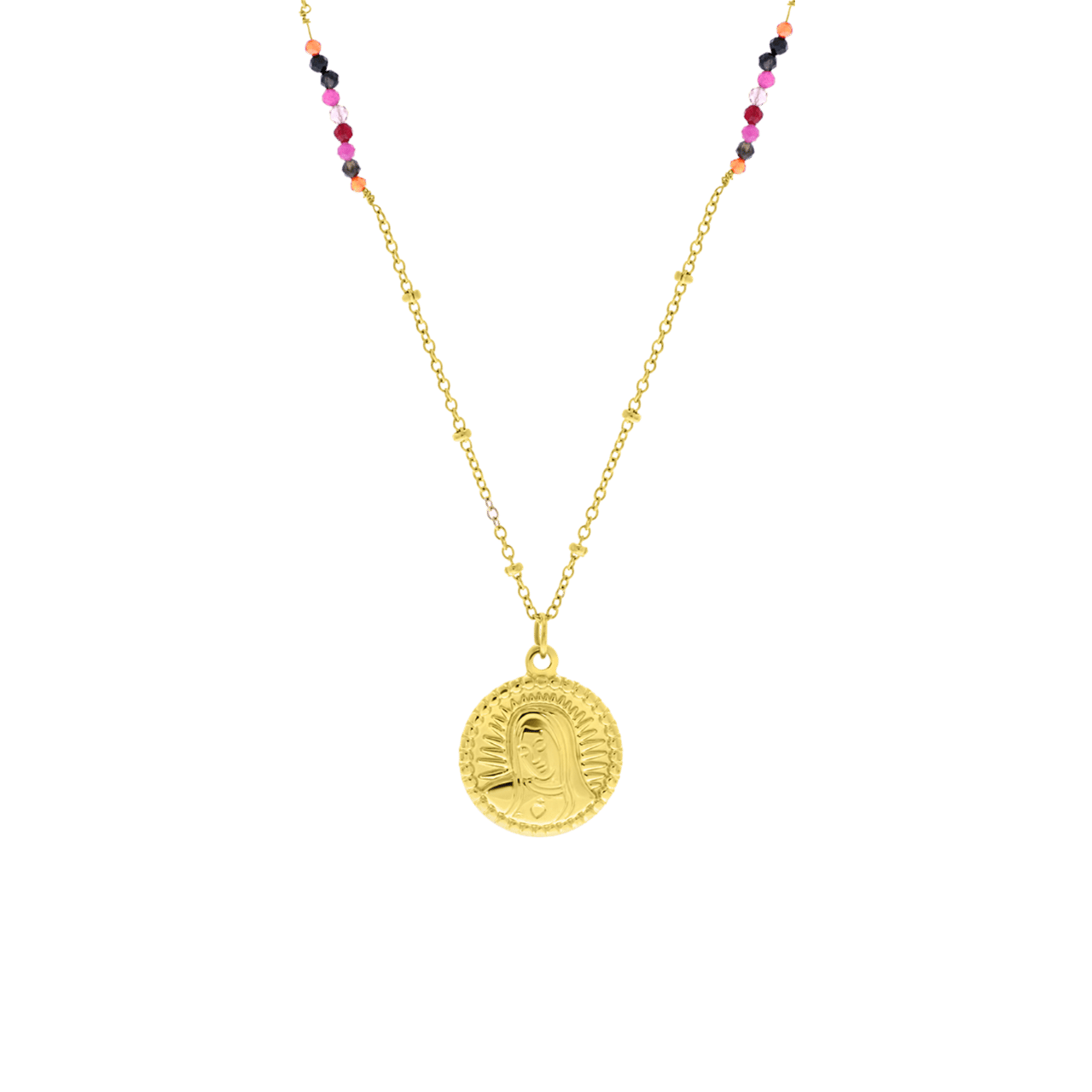 Stainless steel goldplated ketting met munt voor dames