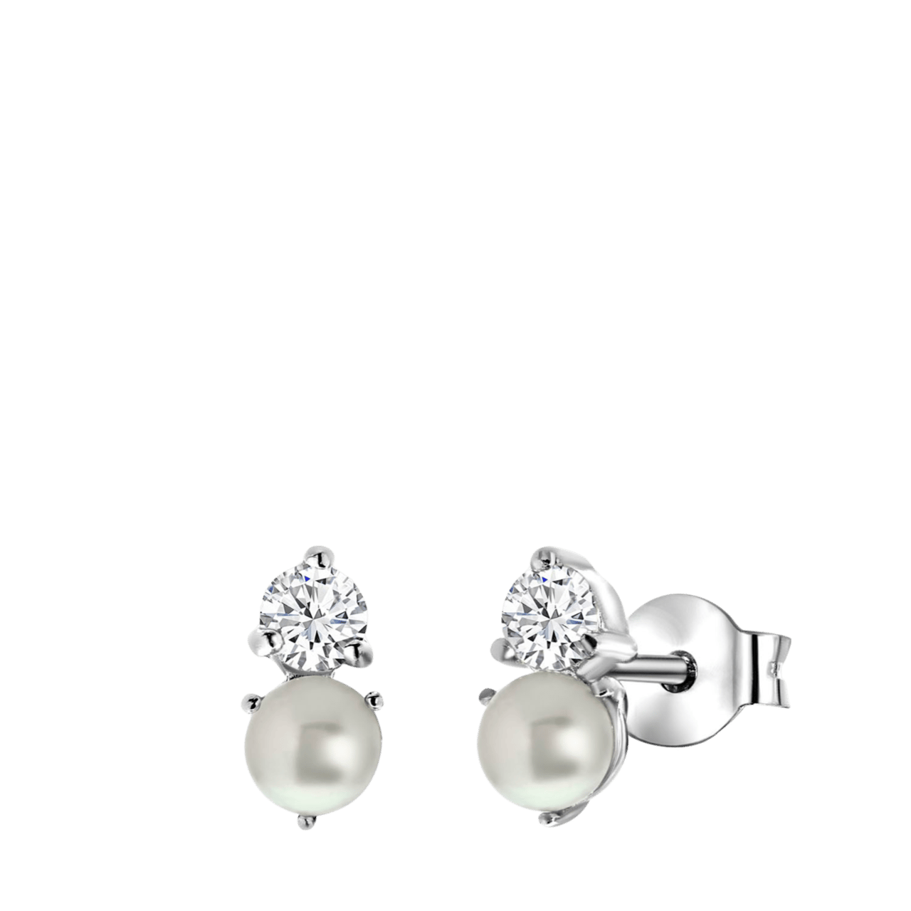 Ohrringe, 925 Silber, mit Süßwasserperle und Zirkonia