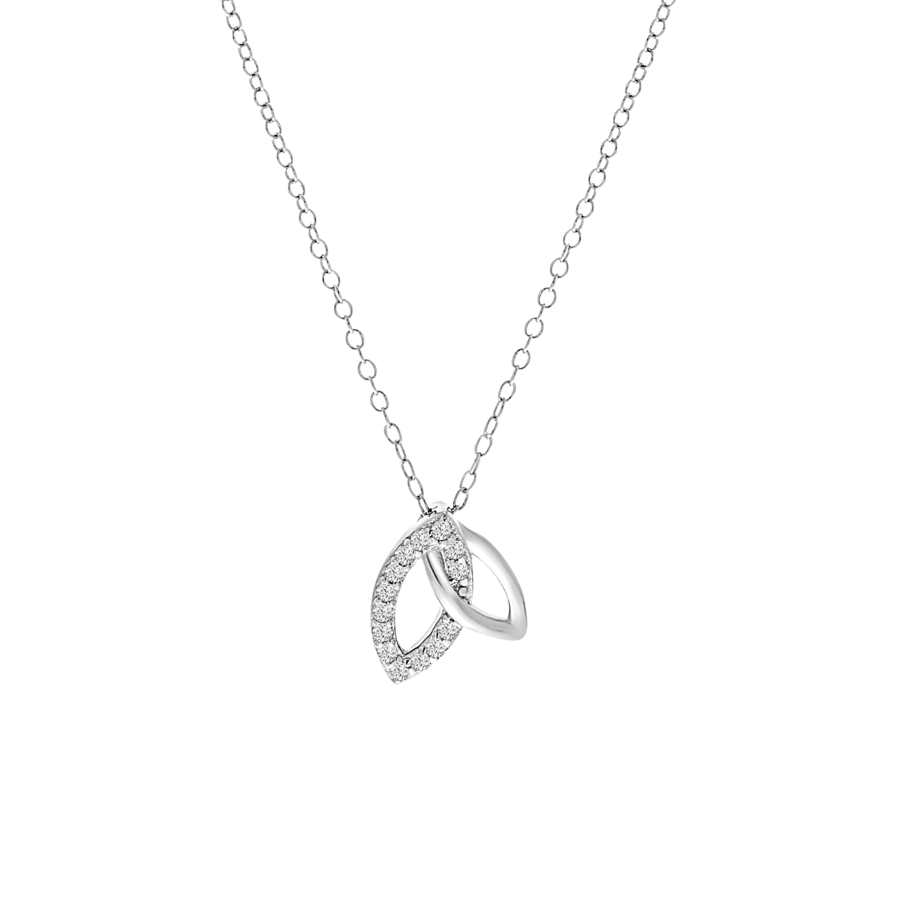 Kette, 925 Silber, Blatt mit Zirkonia