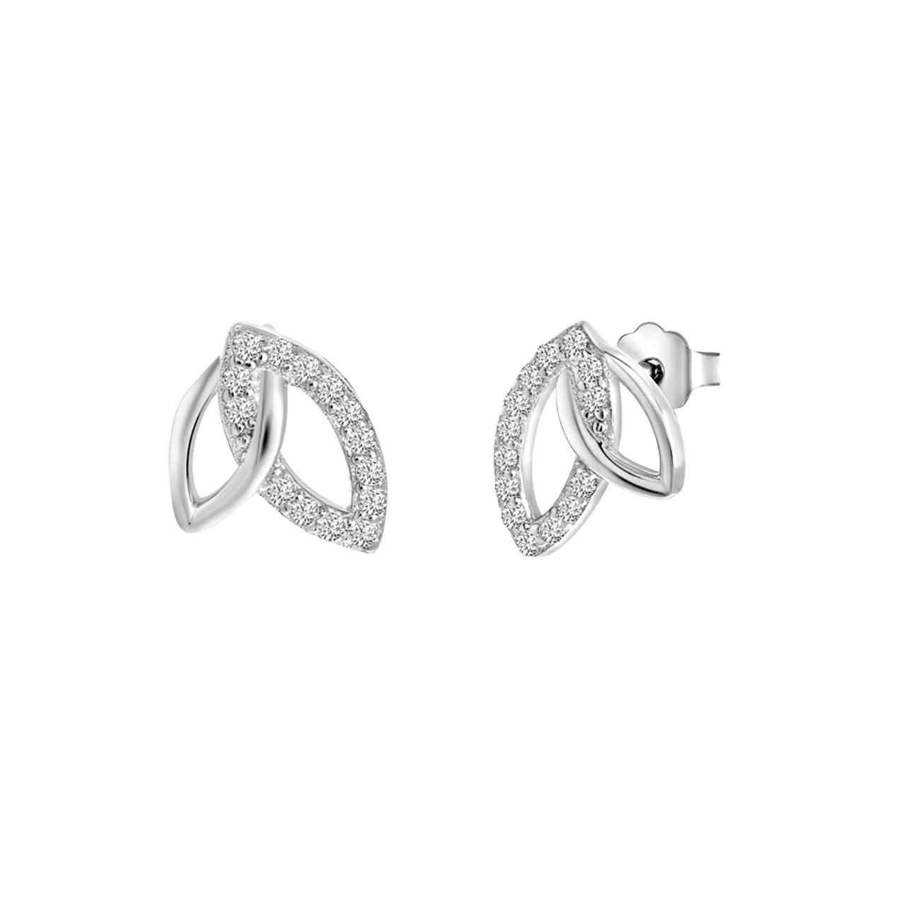 Ohrstecker, 925 Silber, Blatt mit Zirkonia