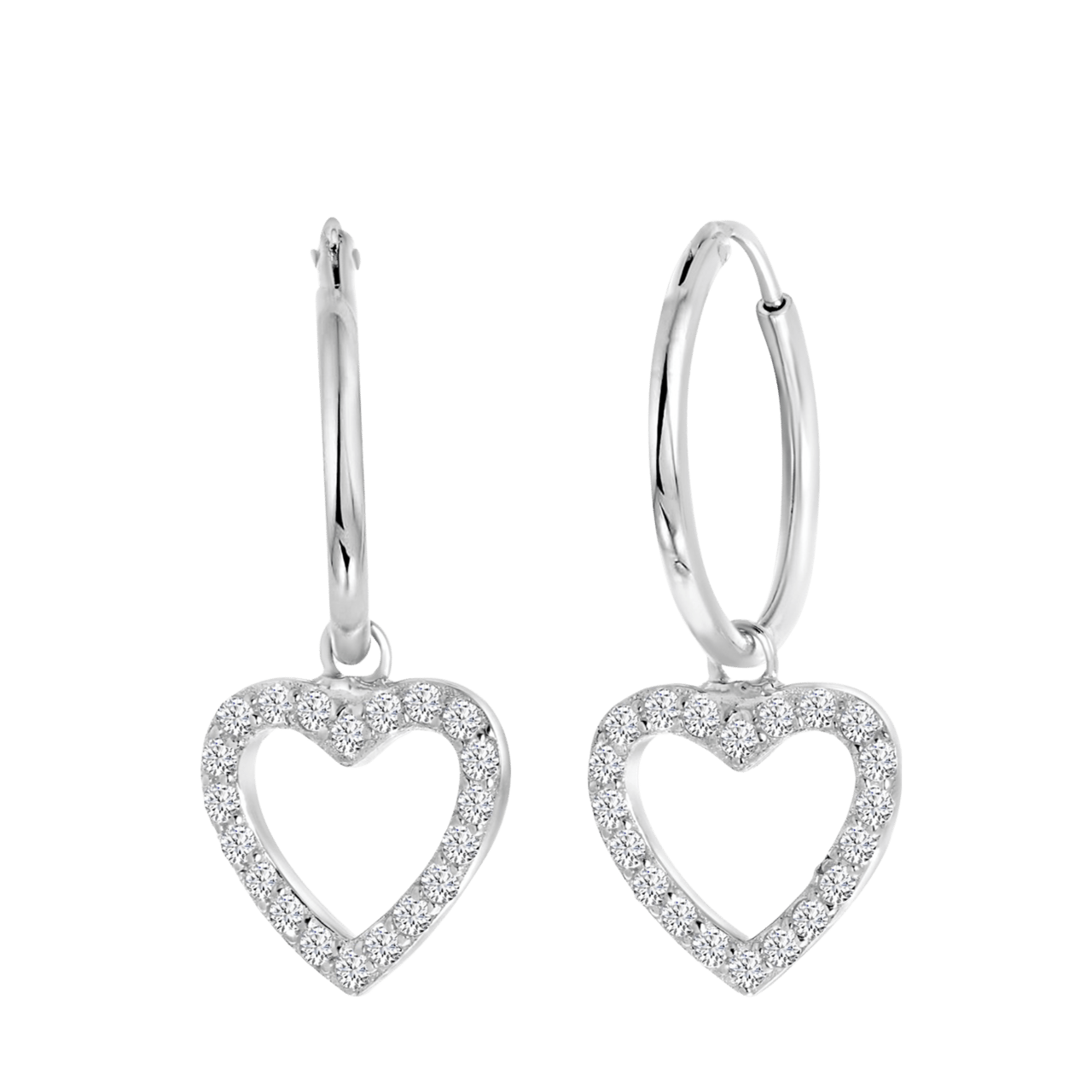 Ohrringe, 925 Silber, Herz mit Zirkonia