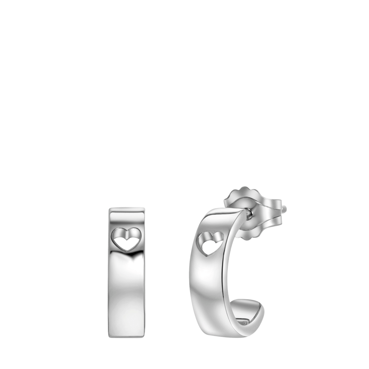 Halbe Ohrringe, 925 Silber, mit offenem Herzen