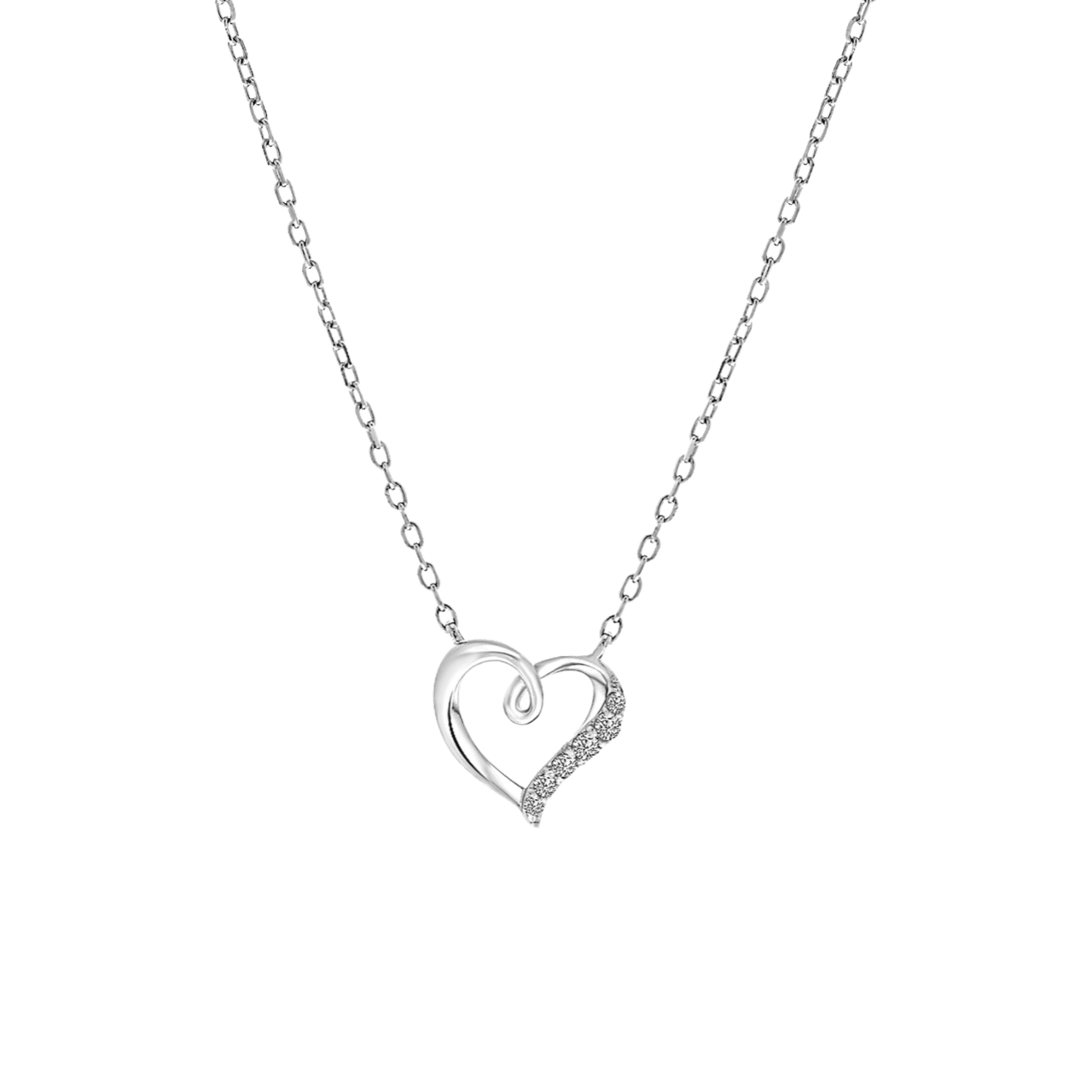 Kette, 925 Silber, mit Anhänger, Herz mit Zirkonia