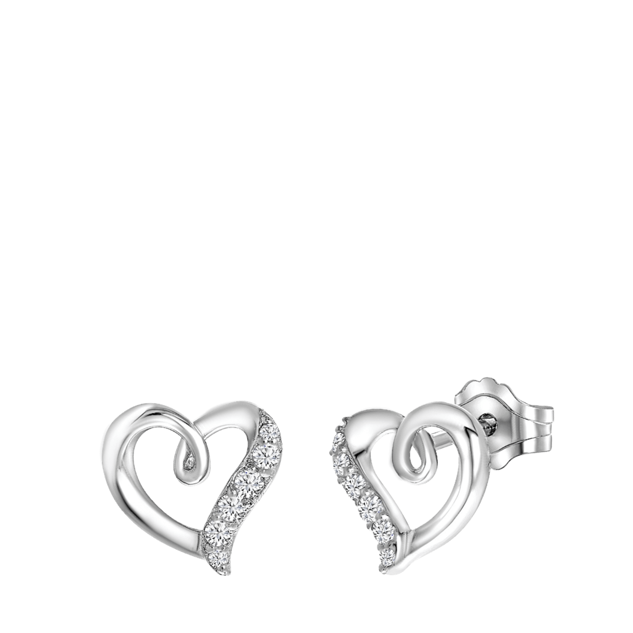 Ohrstecker, 925 Silber, Herz mit Zirkonia