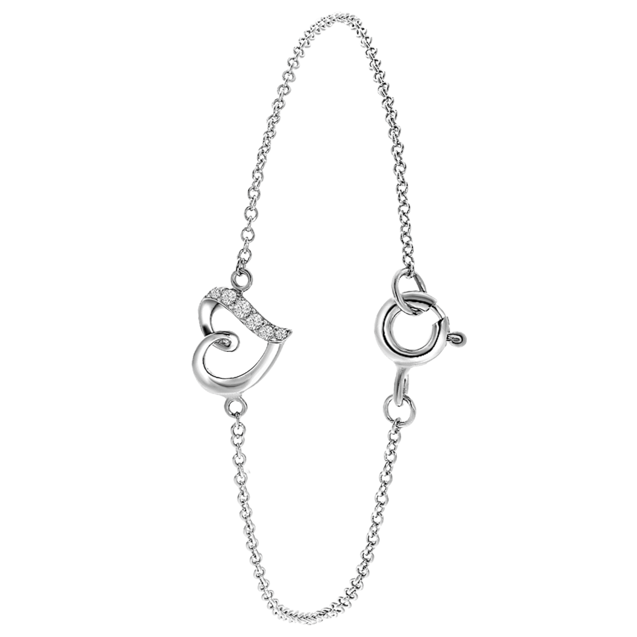Armband, 925 Silber, Herz mit Zirkonia