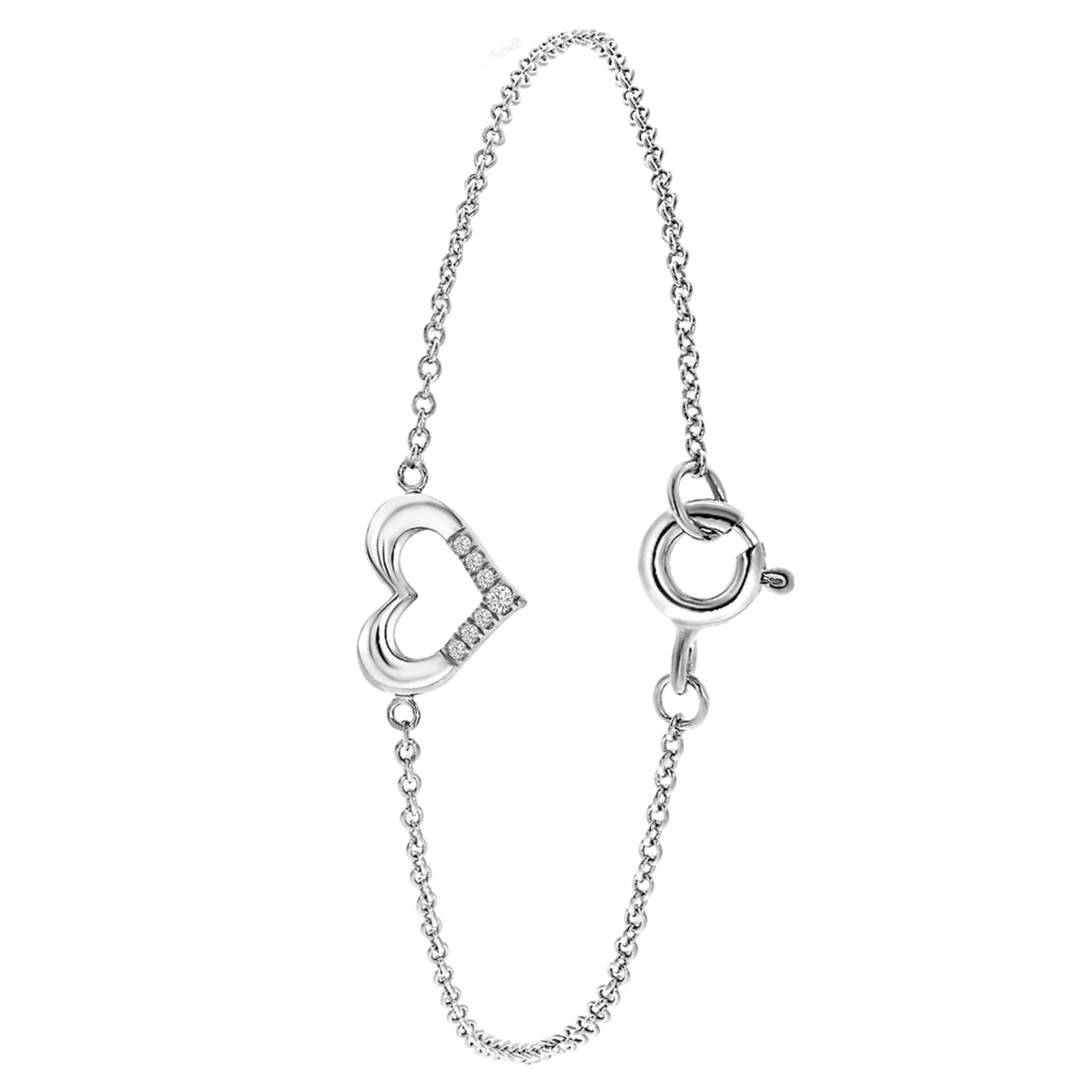 Zilveren armband hart met zirkonia