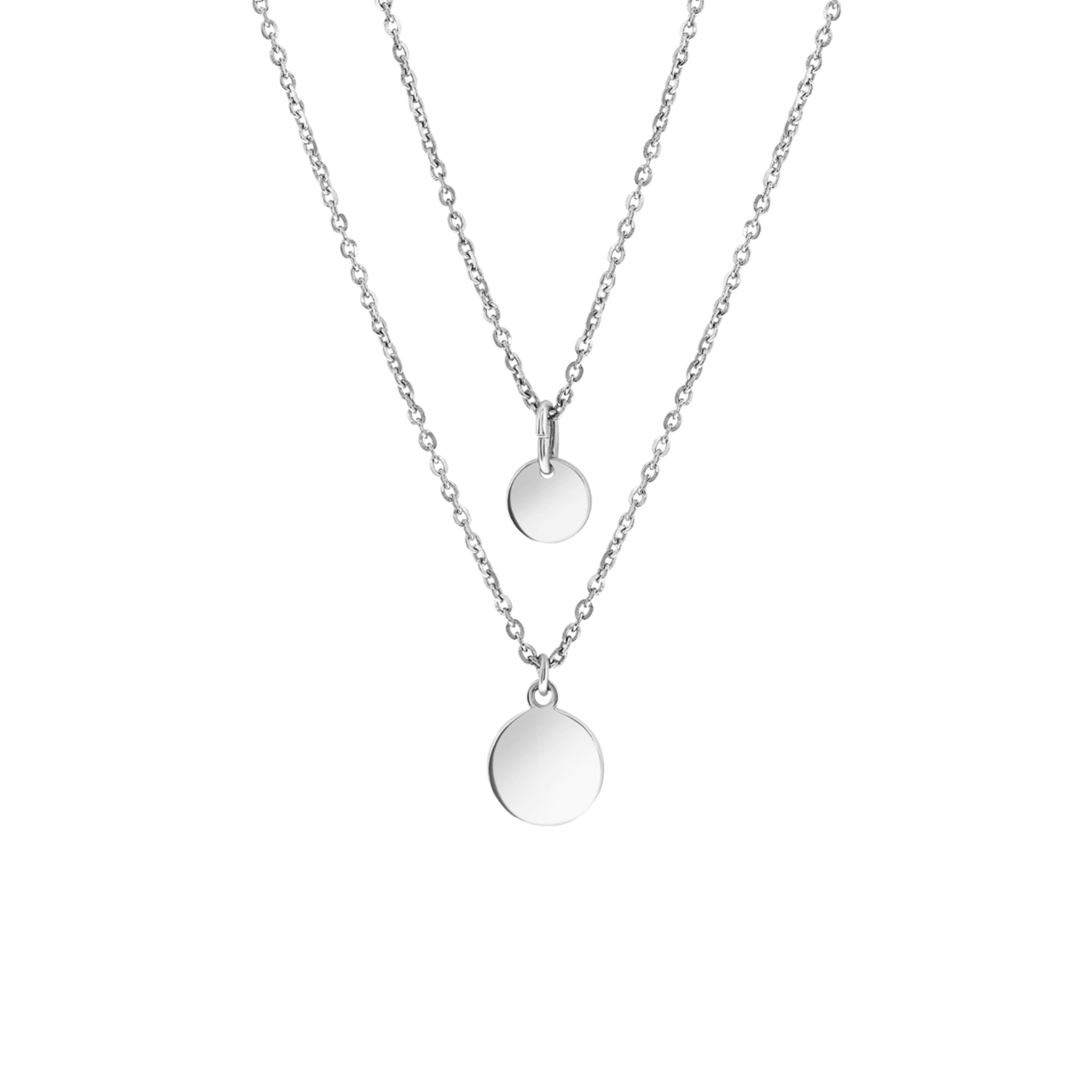 Doppelte Kette, 925 Silber, mit Scheiben