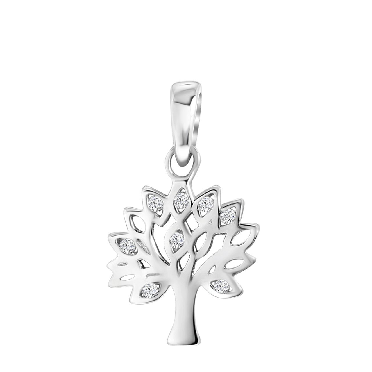 Anhänger, 925 Silber, Lebensbaum, mit Zirkonia