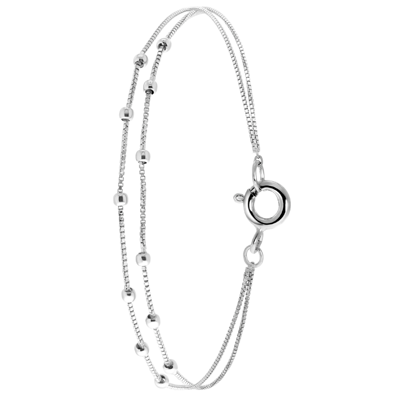 Fußkettchen, 925 Silber, doppelt, mit Kügelchen