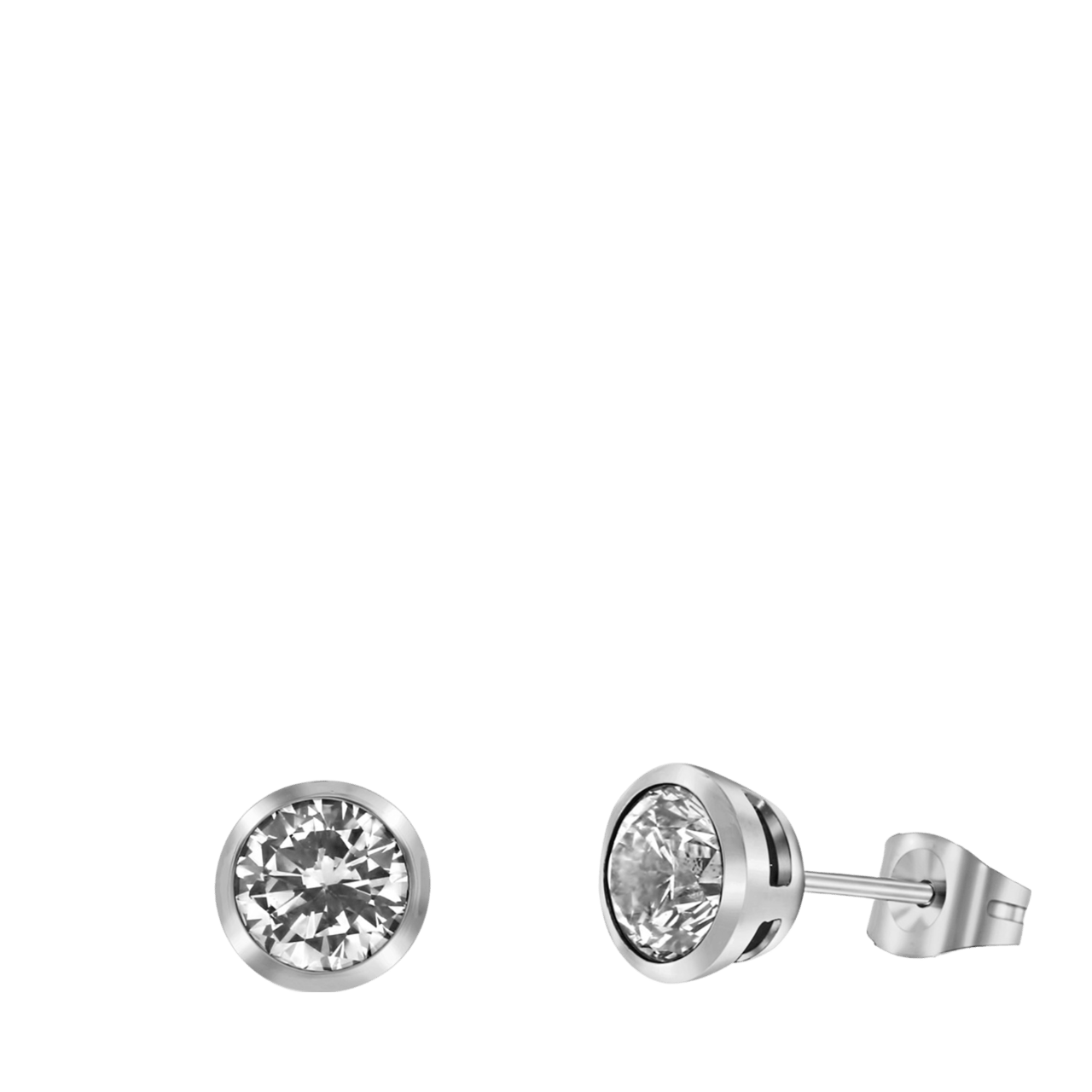 Ohrstecker, Edelstahl, mit weißem Zirkonia
