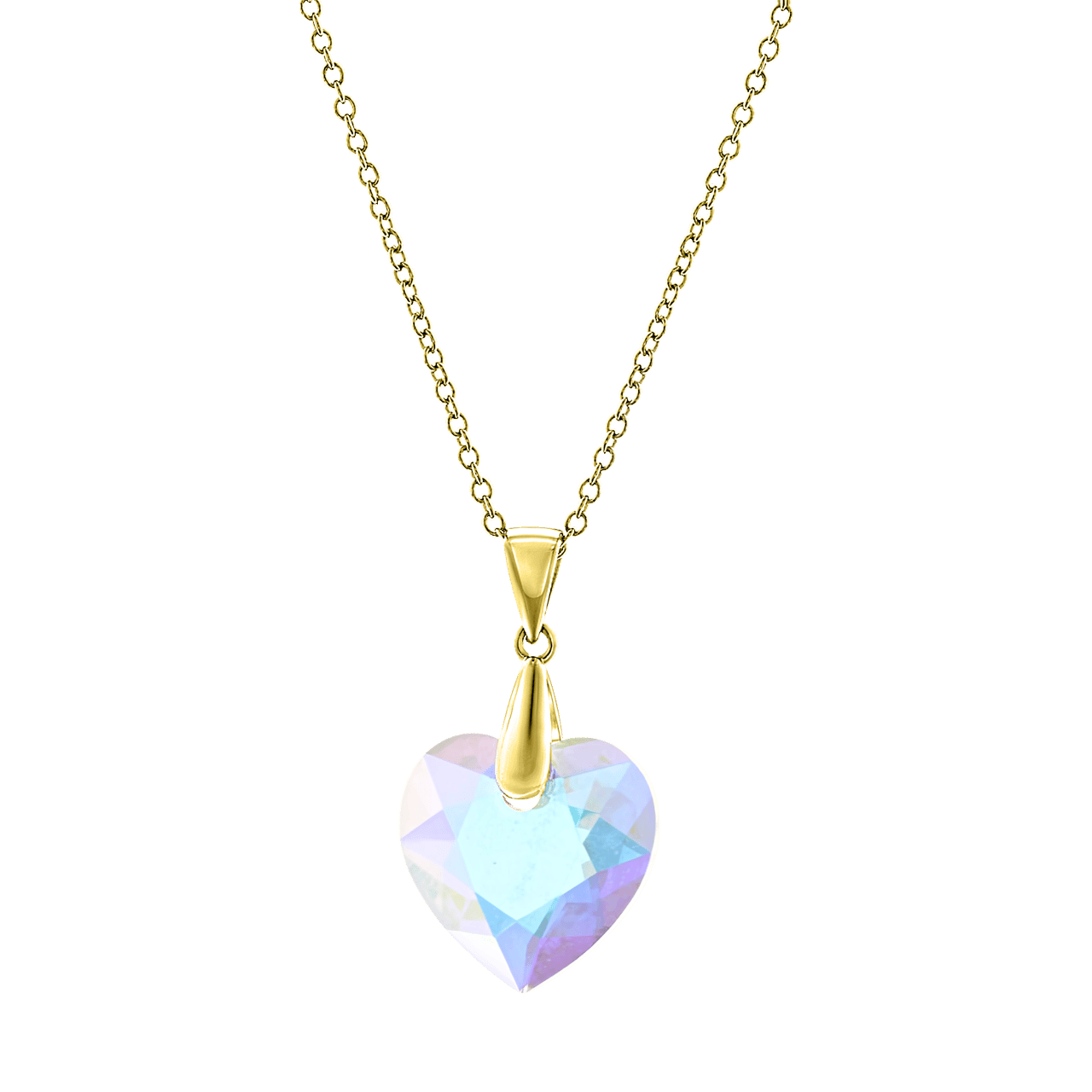 Zilveren goldplated ketting met hanger hartje met kristal AB voor dames