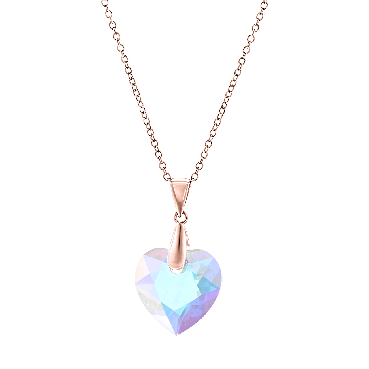 Zilveren rp ketting hart kristal AB