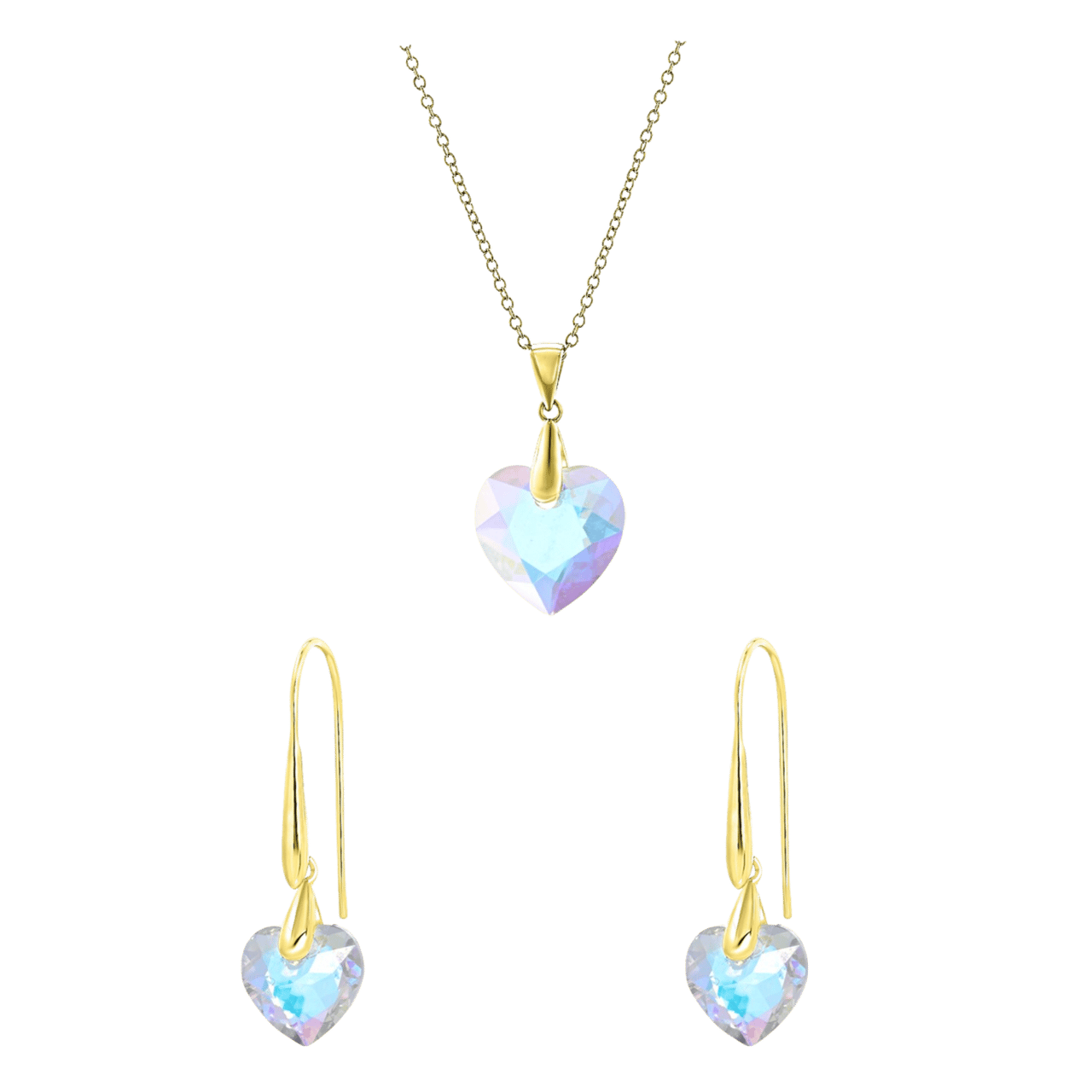 Zilveren goldplated sieradenset voor dames met kristal