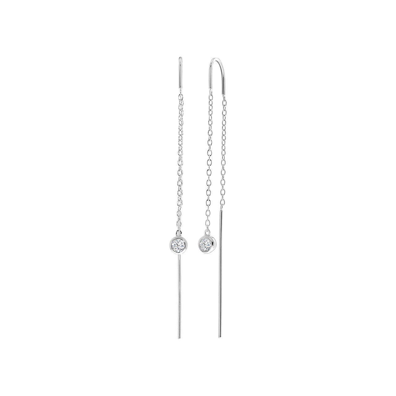 Durchzieher-Ohrringe, 925 Silber, mit Zirkonia