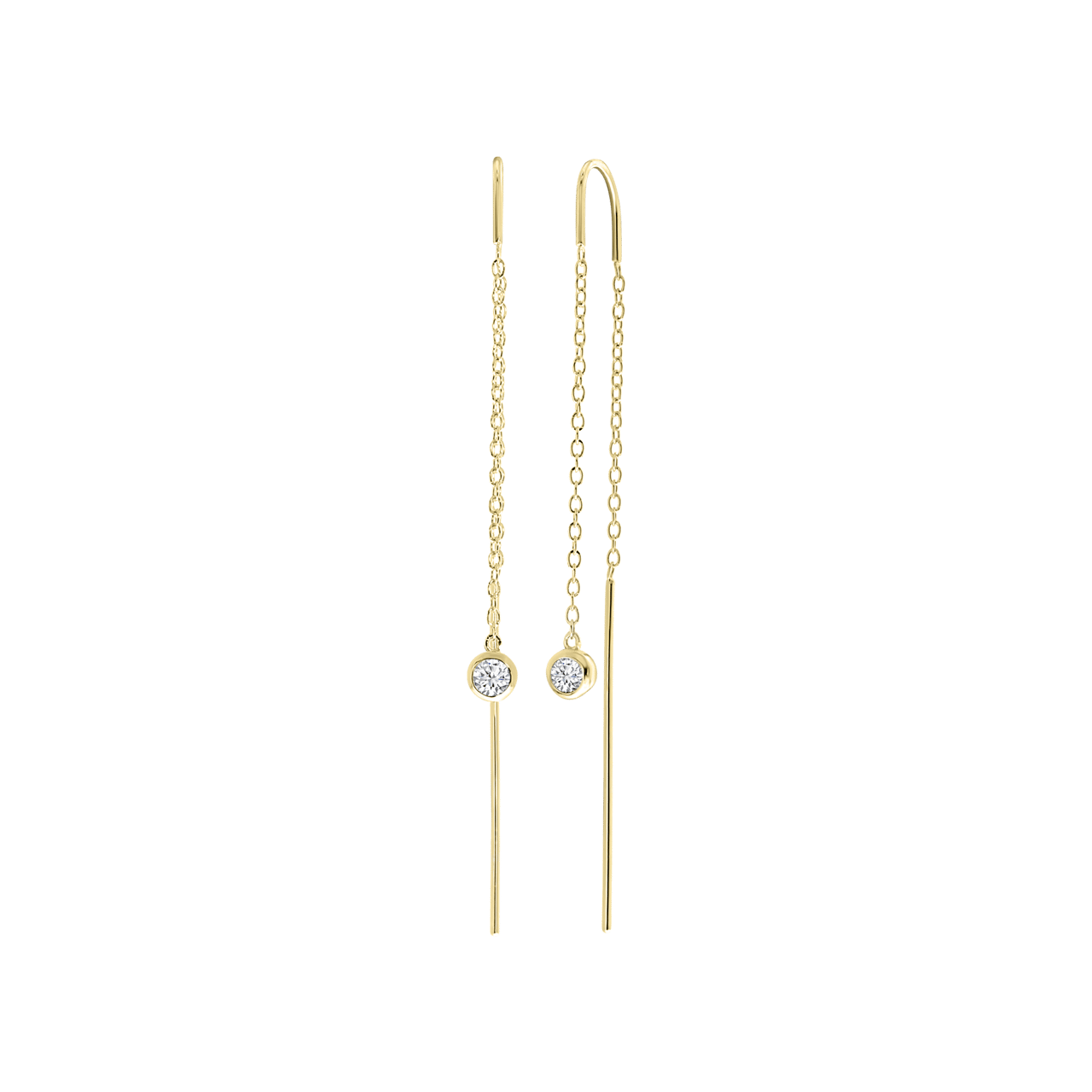 Durchzieher-Ohrringe, 925 Silber, vergoldet, mit Zirkonia