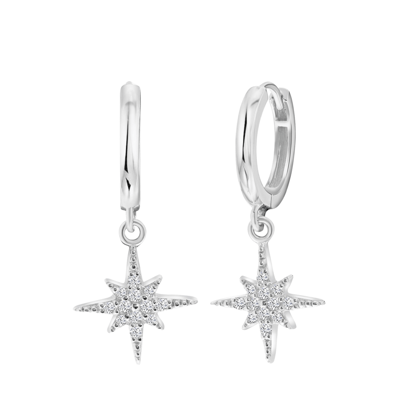 Ohrringe, 925 Silber, mit Anhänger, Stern mit Zirkonia