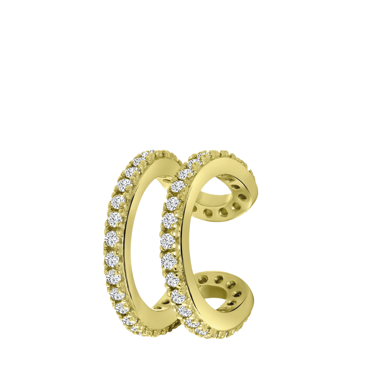 Zilveren goldplated earcuff dubbel met zirkonia voor dames