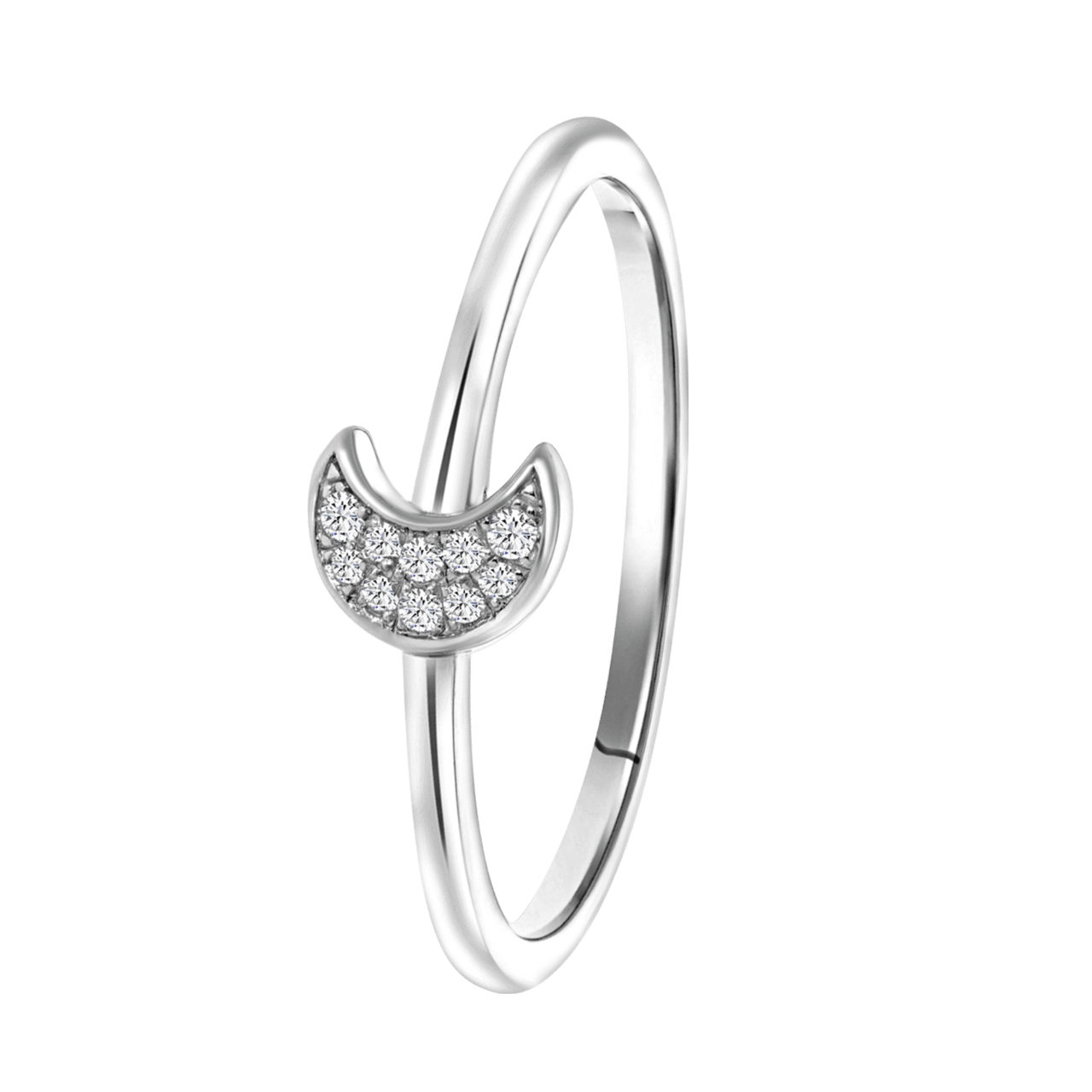 Zilveren ring maan met zirkonia