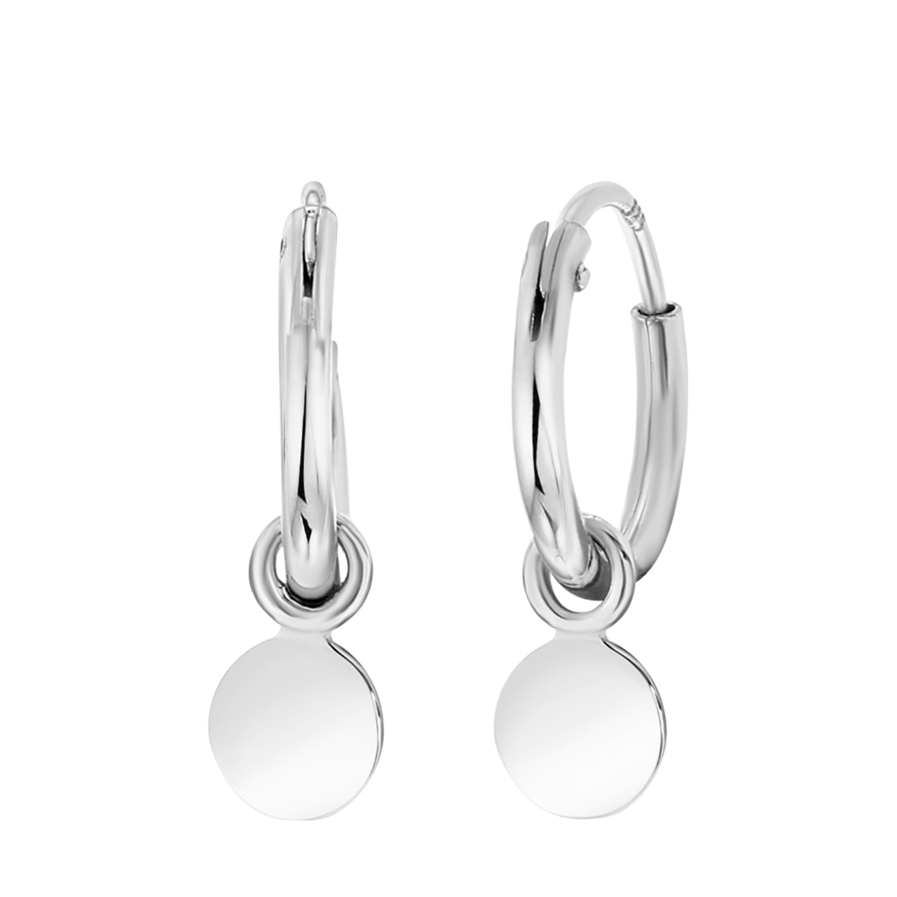 Zilveren oorringen met hanger disc