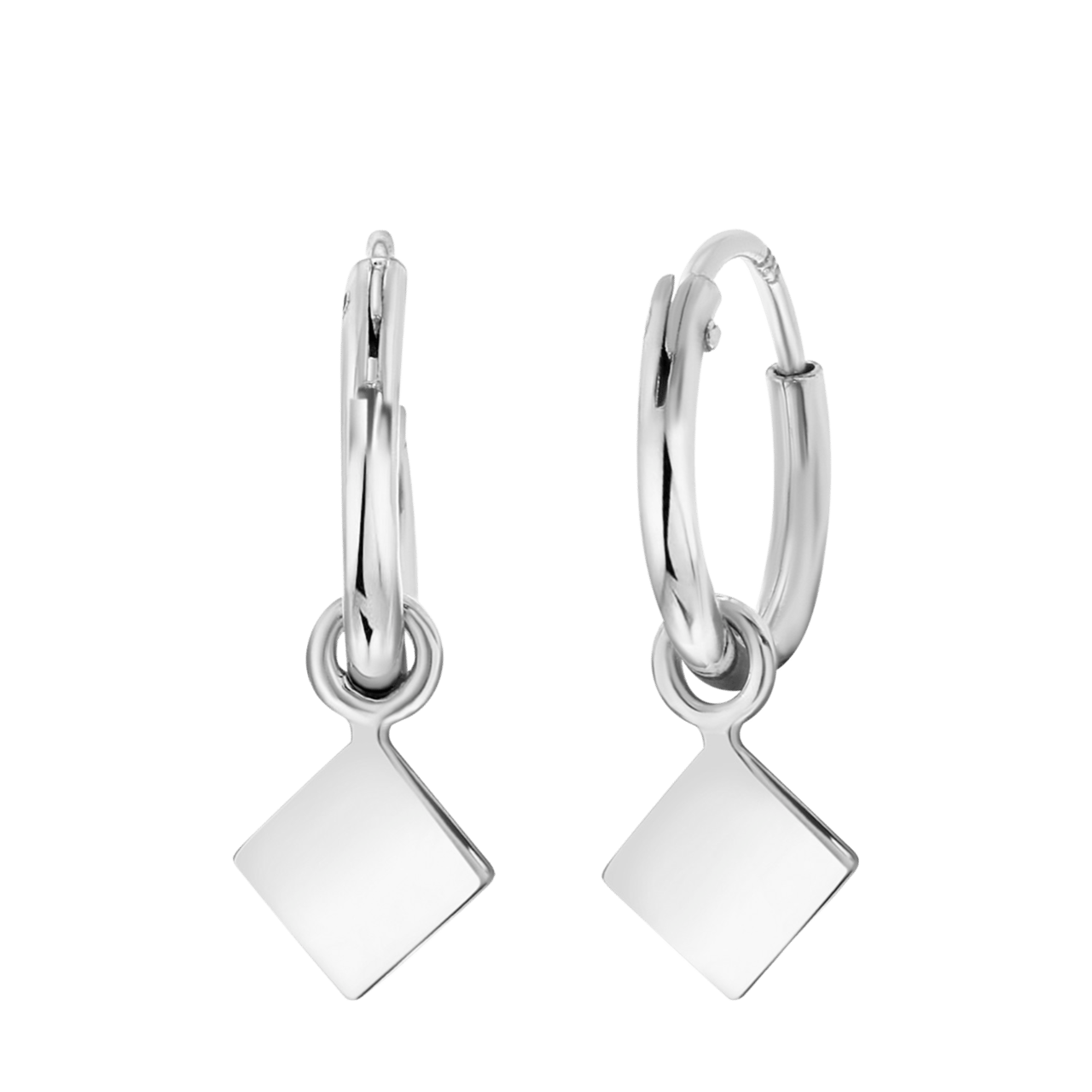 Zilveren oorringen met hanger ruit