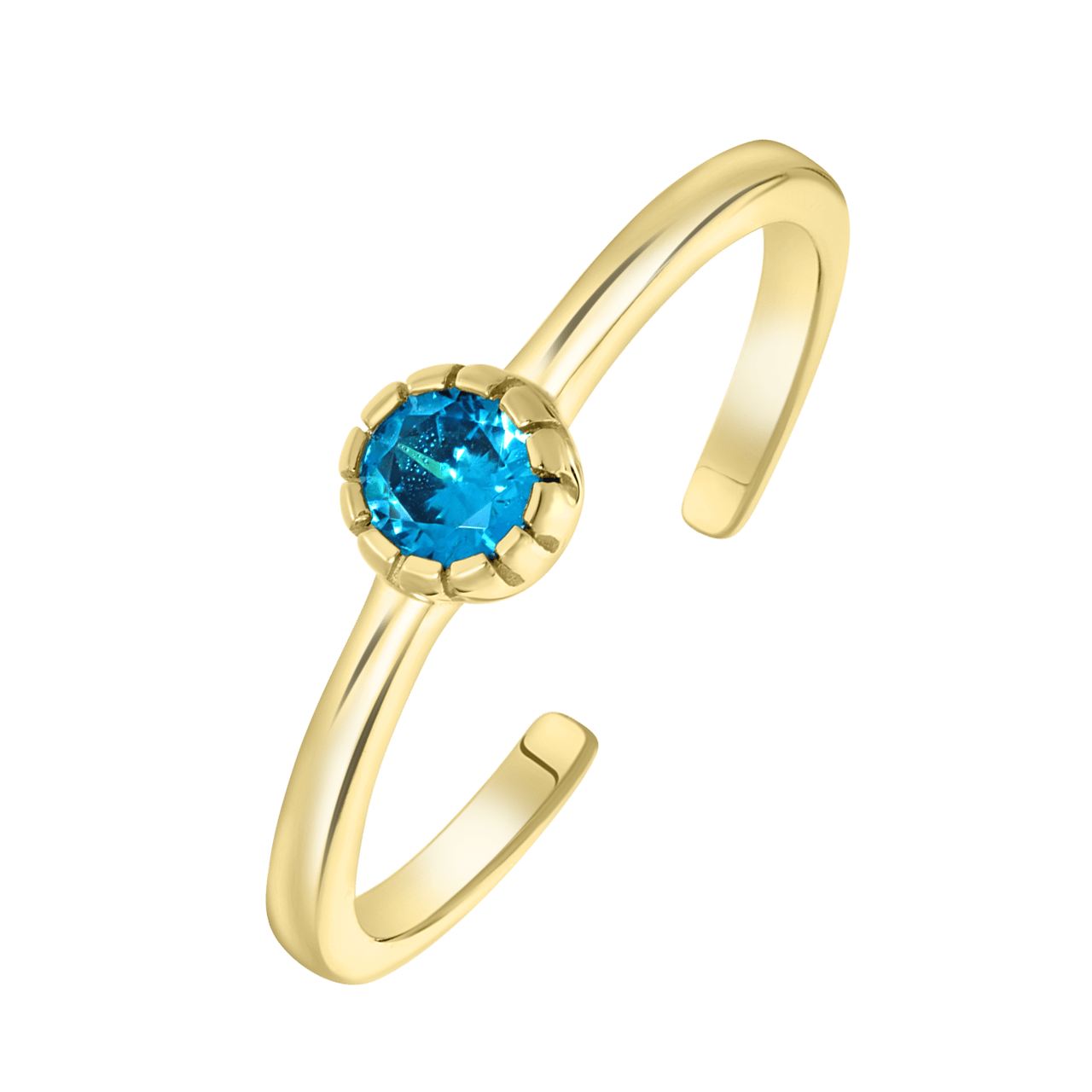 Zilveren ring goldplated geboortesteen