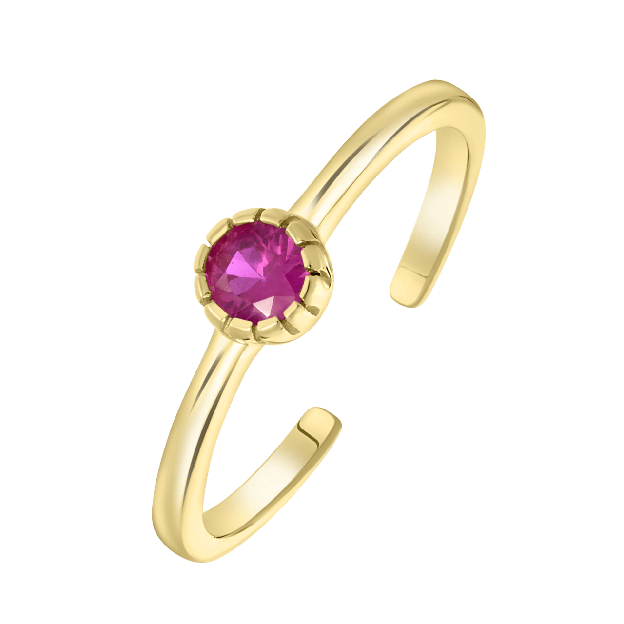 Zilveren ring goldplated geboortesteen