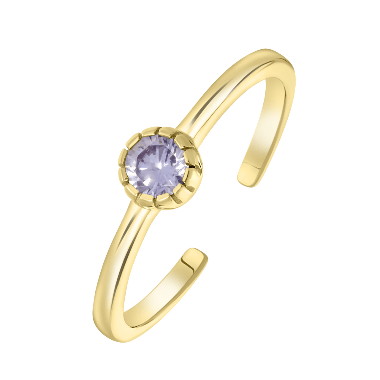 Zilveren ring goldplated geboortesteen