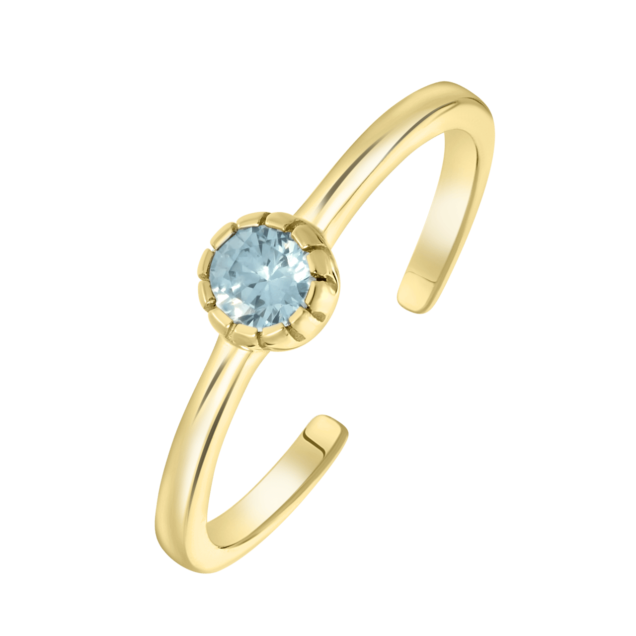 Zilveren ring goldplated geboortesteen