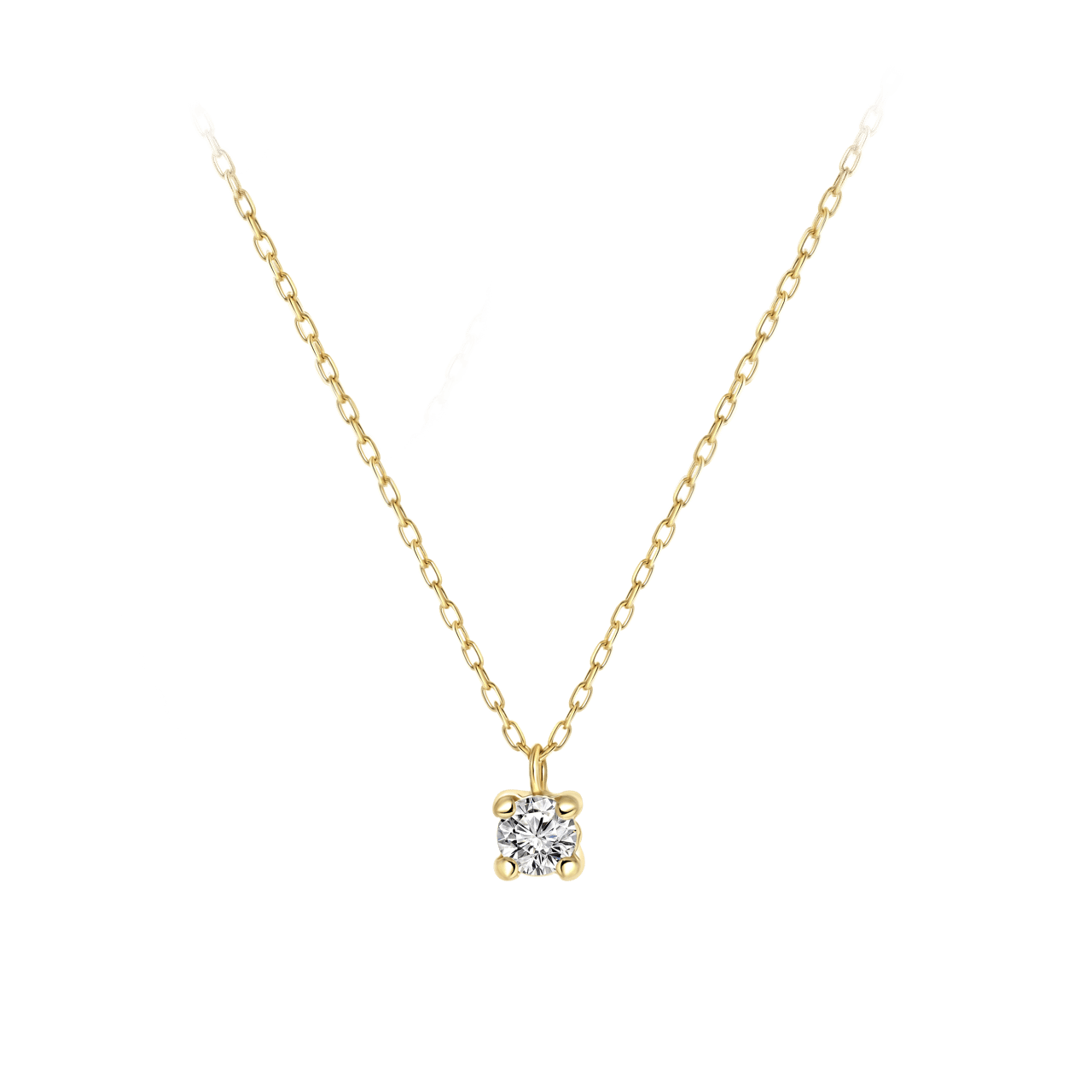 14 karaat geelgouden ketting ronde hanger zirkonia